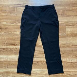 BANANA REPUBLIC Sz 12 Black Ponte Knit High Waist Trousers Crop Straight Stretch